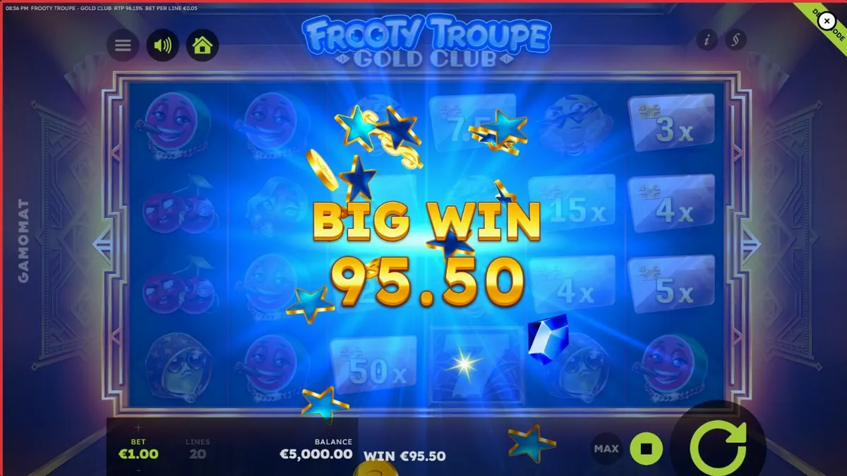 Tampilan visual mewah slot Frooty Troupe – Gold Club dengan nuansa emas dan hitam