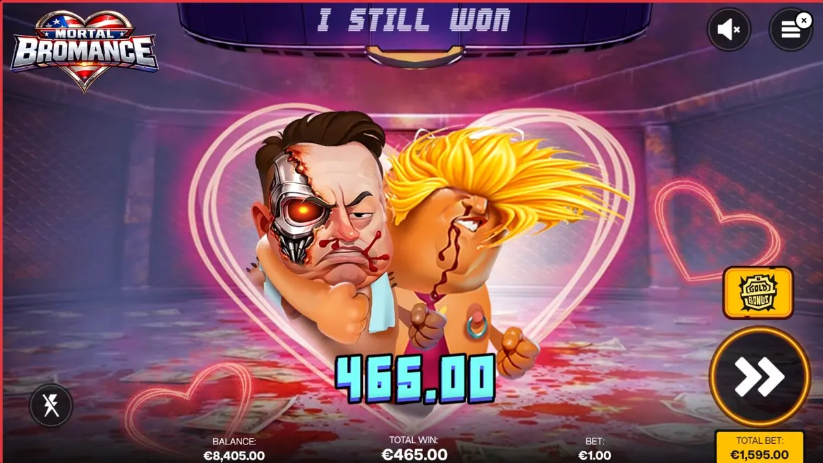Tampilan visual slot Mortal Bromance dengan tema ring tinju